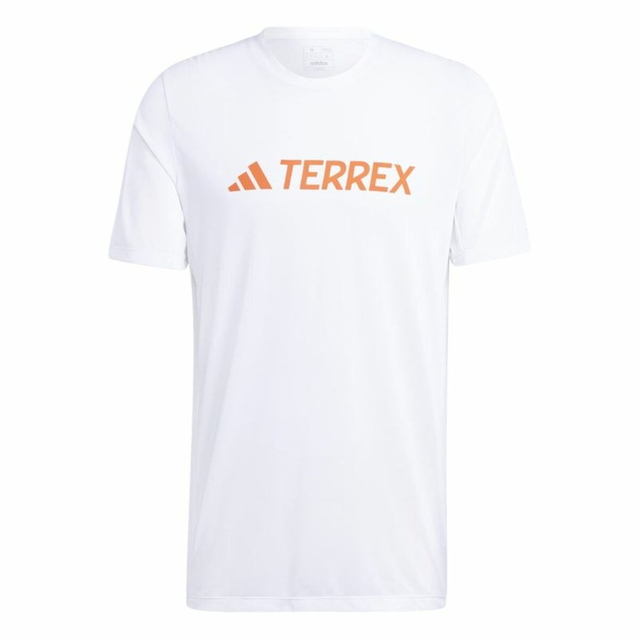 Kortrmet T-shirt til Mnd Adidas Mt Log Tech Hvid #1