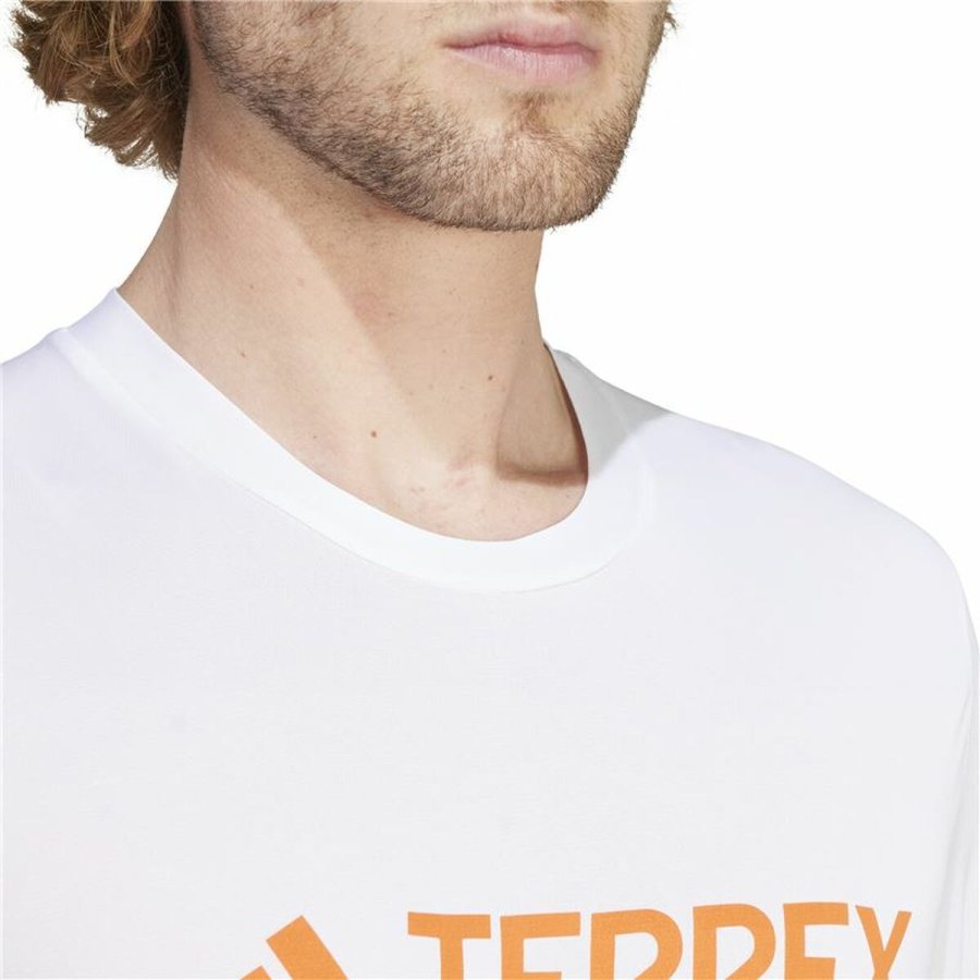Kortrmet T-shirt til Mnd Adidas Mt Log Tech Hvid #4