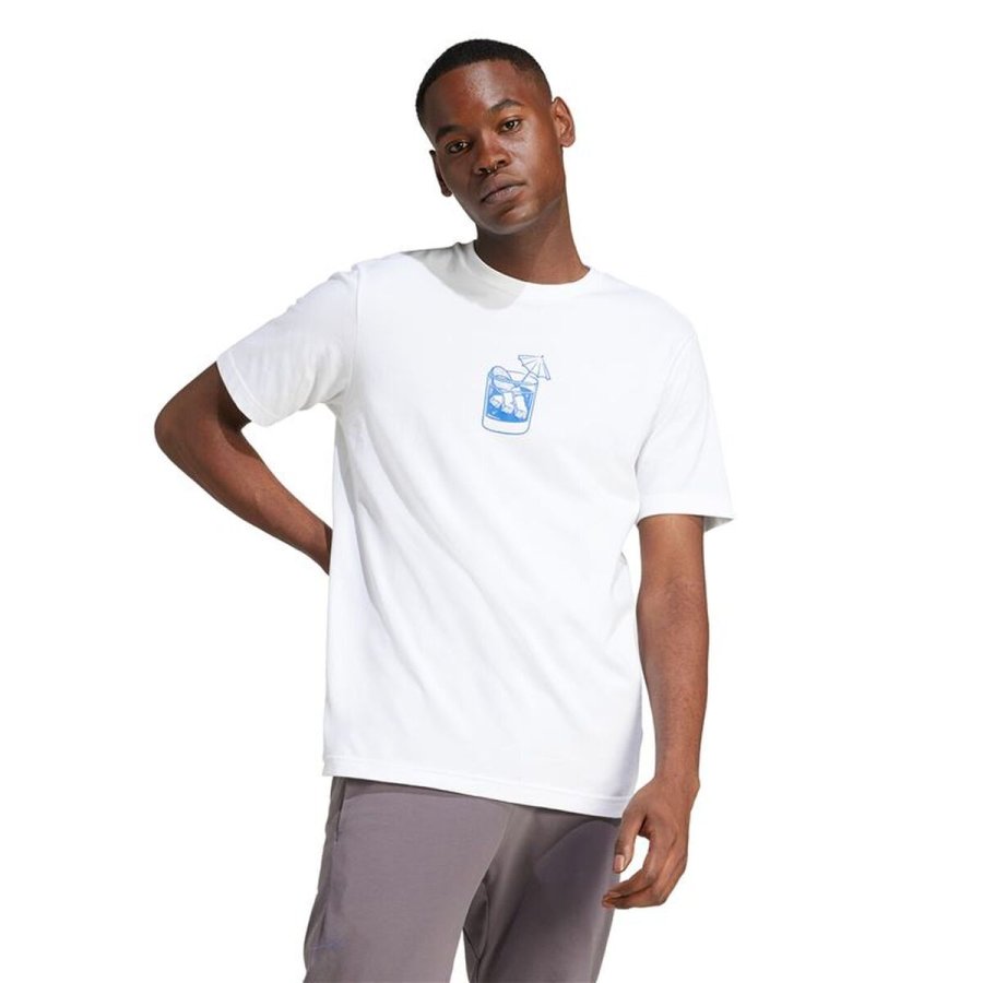 Kort�rmet T-shirt til M�nd Adidas Drink Hvid #2