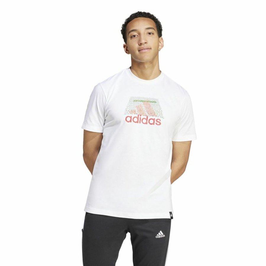 Kortrmet T-shirt til Mnd Adidas Codes Bos Graphic Hvid #2