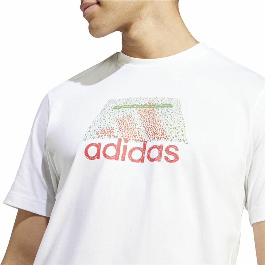 Kortrmet T-shirt til Mnd Adidas Codes Bos Graphic Hvid #5