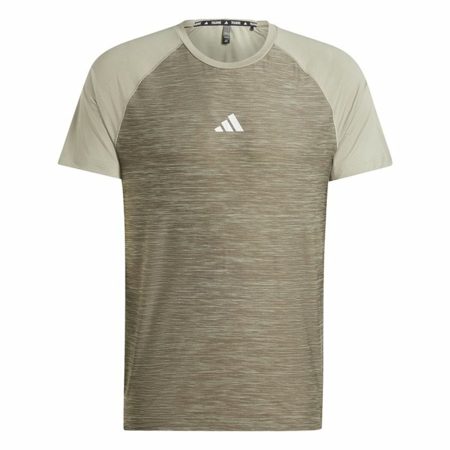 Kortrmet T-shirt til Mnd Adidas Gym+ 3 Bandas Brun #1