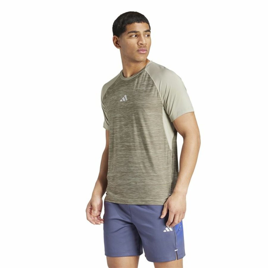 Kortrmet T-shirt til Mnd Adidas Gym+ 3 Bandas Brun #2