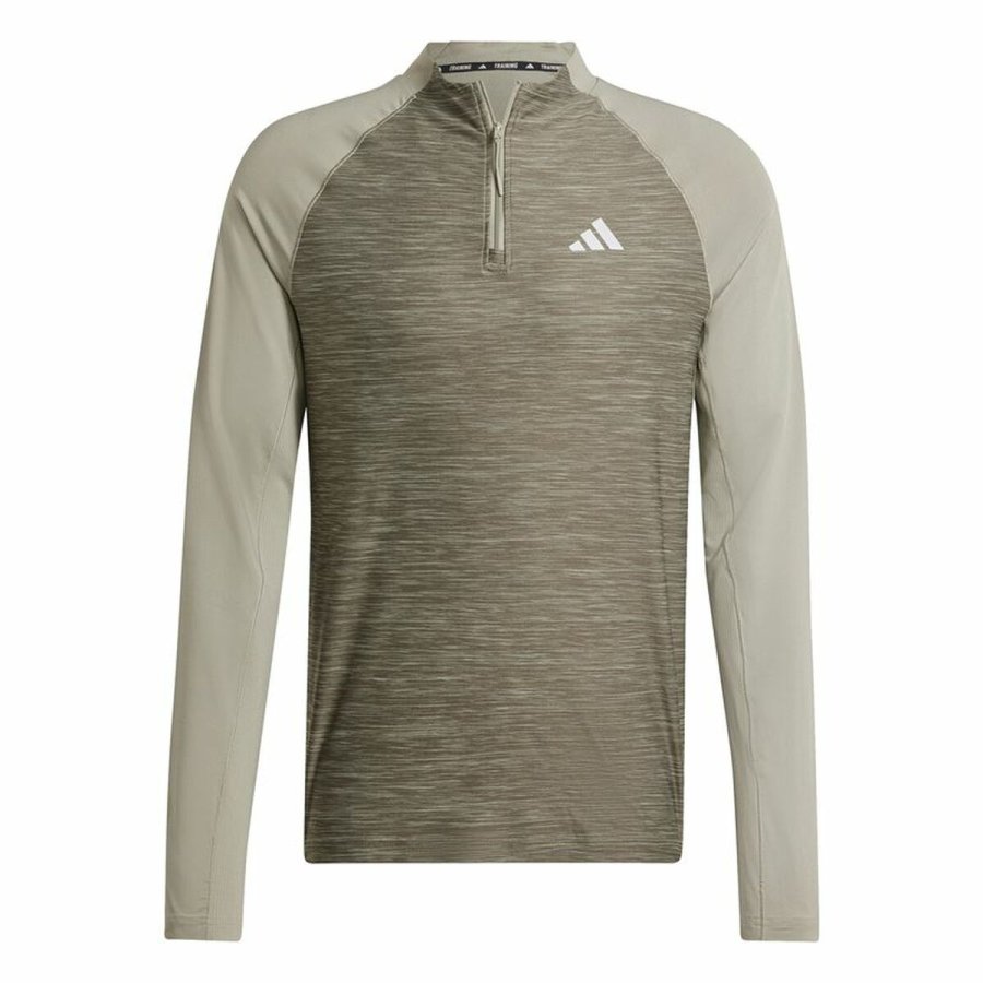 Langrmet T-shirt til Mnd Adidas Gym+ 3 Bandas 1/4Zip Brun #1