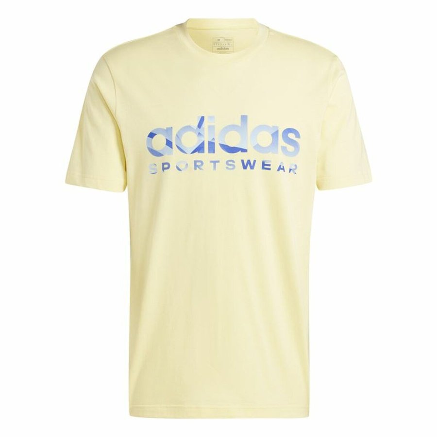 Kortrmet T-shirt til Mnd Adidas House Of Tiro Summer Linear Graphic Gul #1