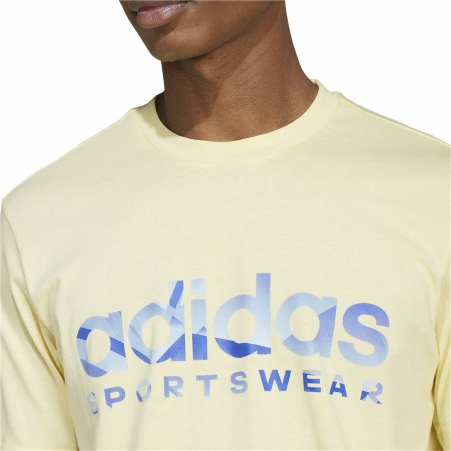 Kortrmet T-shirt til Mnd Adidas House Of Tiro Summer Linear Graphic Gul #5