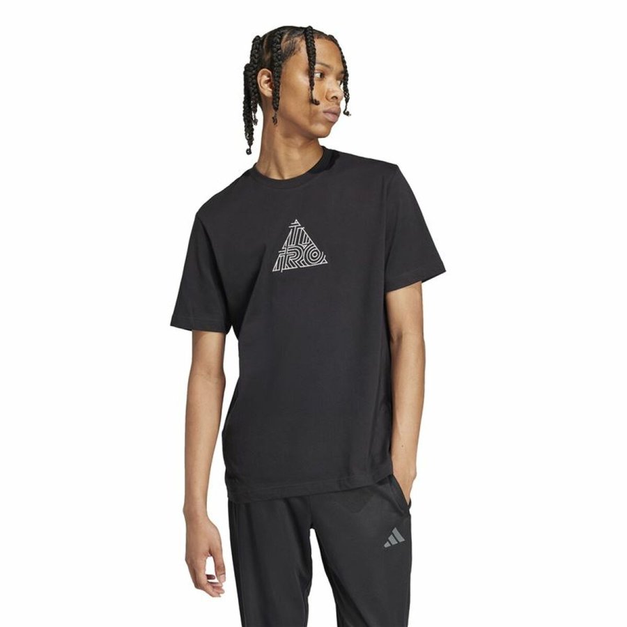 Kortrmet T-shirt til Mnd Adidas House Of Tiro Metallic Graphic Sort #2