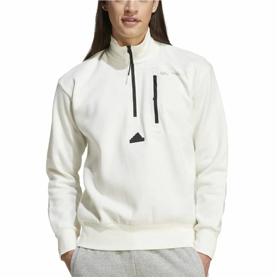 Sweaters uden Htte til Mnd Adidas City Es e Fleece Half-Zip Hvid XXL #2