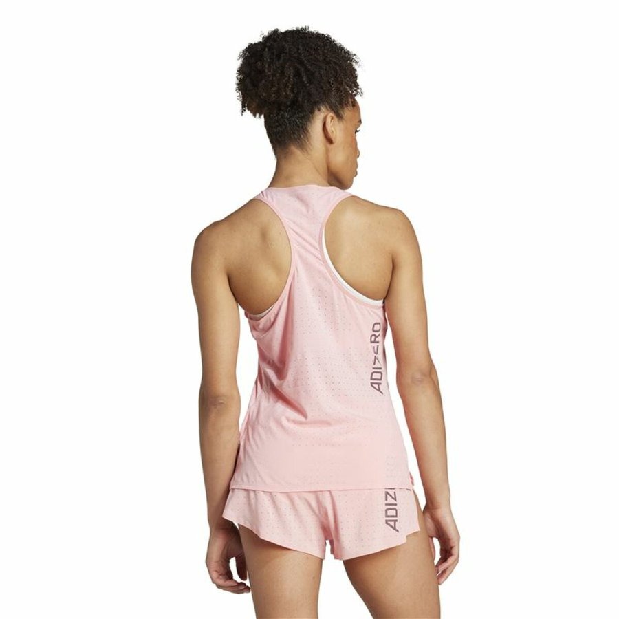 Kortrmet T-shirt til Mnd Adidas Adizero Pink #3