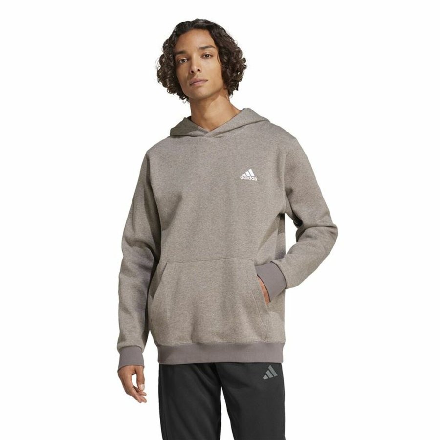 Httetrje til Mnd Adidas Seasonal Essentials Melange Hoodie Brun Beige #2