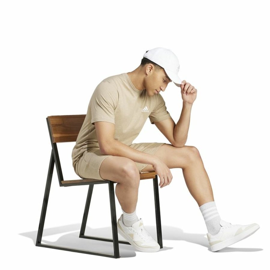 Kortrmet T-shirt til Mnd Adidas Seasonal Essentials Melange Beige #4