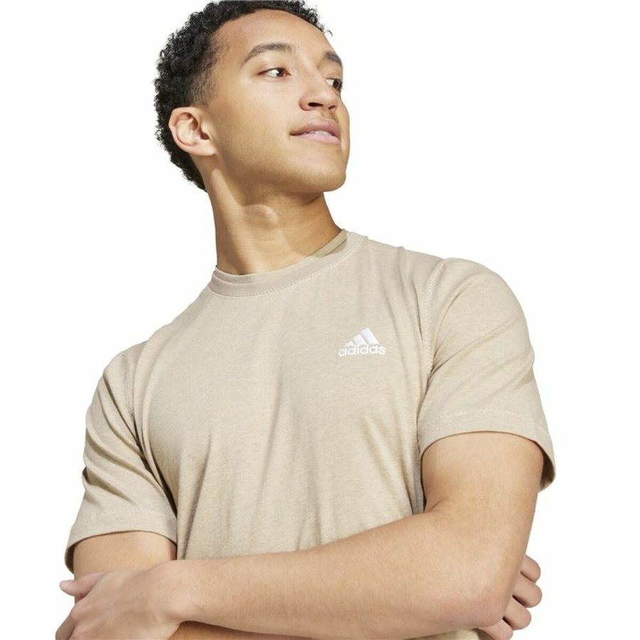 Kortrmet T-shirt til Mnd Adidas Seasonal Essentials Melange Beige #5