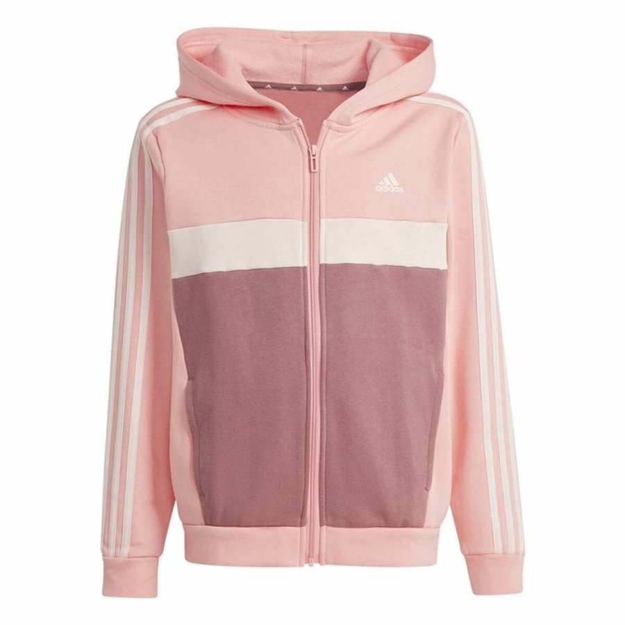 Trningsdragt til brn Adidas Tiberio 3-Stripes Colorblock Fleece Pink #2