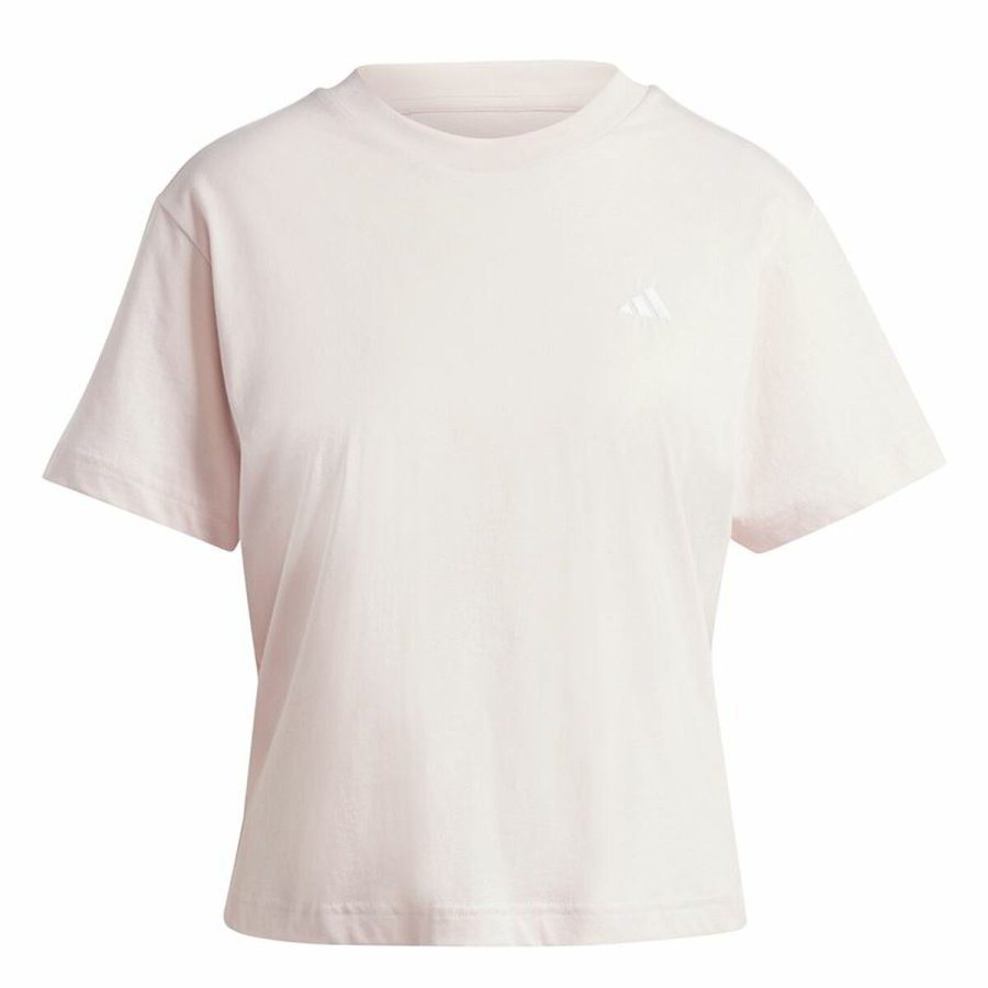 Kortrmet T-shirt til Kvinder Adidas Essentials Small Logo Beige Pink #1