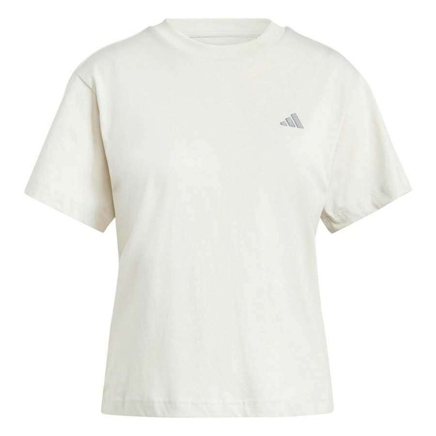 Kortrmet T-shirt til Kvinder Adidas Essentials Small Logo Hvid Beige #1