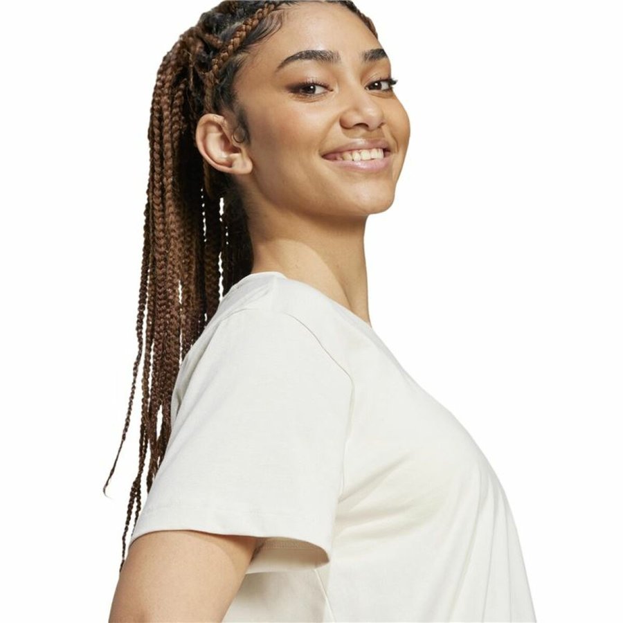 Kortrmet T-shirt til Kvinder Adidas Essentials Small Logo Hvid Beige #5