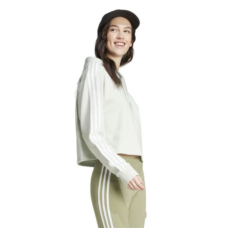 H�ttetr�je til Kvinde Adidas Essentials 3 Bandas French Terry Beige #5