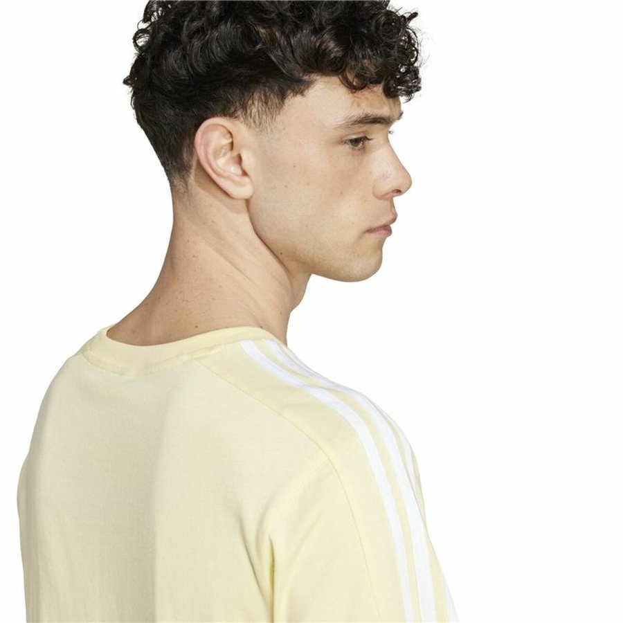 Kortrmet T-shirt til Mnd Adidas Essentials Single Jersey 3-Stripes Gul #4