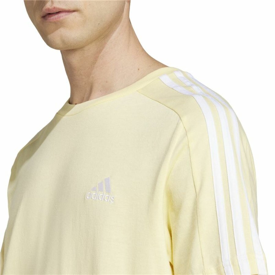 Kortrmet T-shirt til Mnd Adidas Essentials Single Jersey 3-Stripes Gul #5
