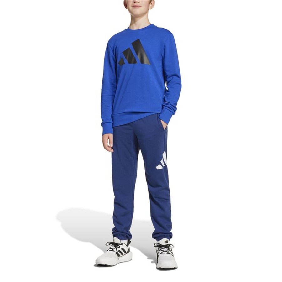 Tr�ningsdragt til b�rn Adidas Big Logo French Terry Jog Bl� #4