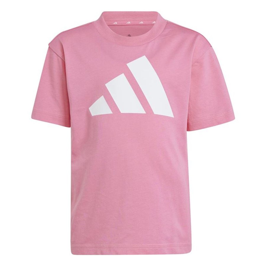 B�rne Kort�rmet T-shirt Adidas Essentials Big Logo Hvid Pink #1