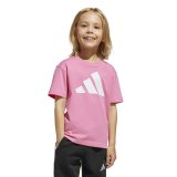 B�rne Kort�rmet T-shirt Adidas Essentials Big Logo Hvid Pink #2