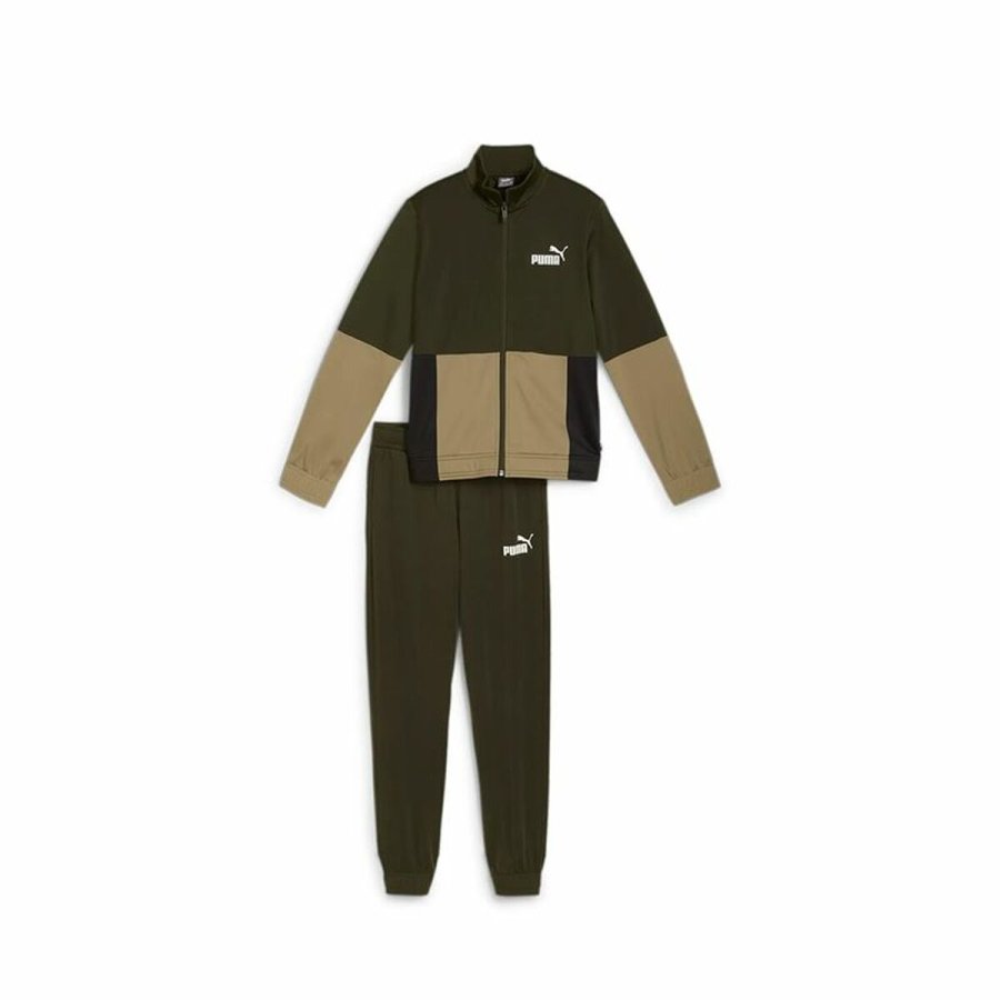 Trningsdragt til brn Puma Colorblock Poly Suit Khaki Oliven #1