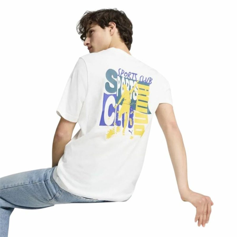 Kortrmet T-shirt til Mnd Puma Graphics Puma Sports Club Hvid #4