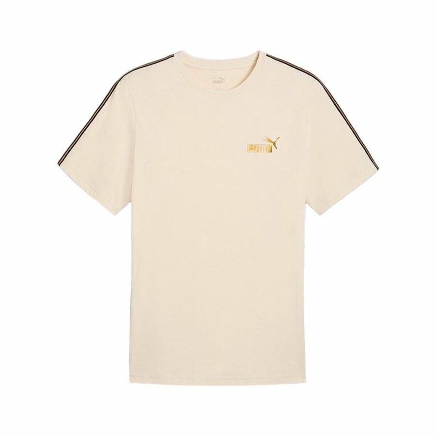 Kortrmet T-shirt til Mnd Puma Ess Tape Minimal Gold Beige #1