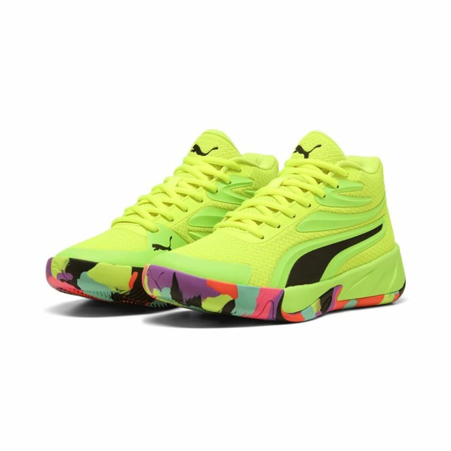 Basketballsko til voksne Puma Court Pro Marble Gul #5