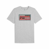 Kort�rmet T-shirt til M�nd Puma Graphics Box Lysegr� #1