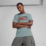 Kort�rmet T-shirt til M�nd Puma Graphics Bl� Gr�n #3