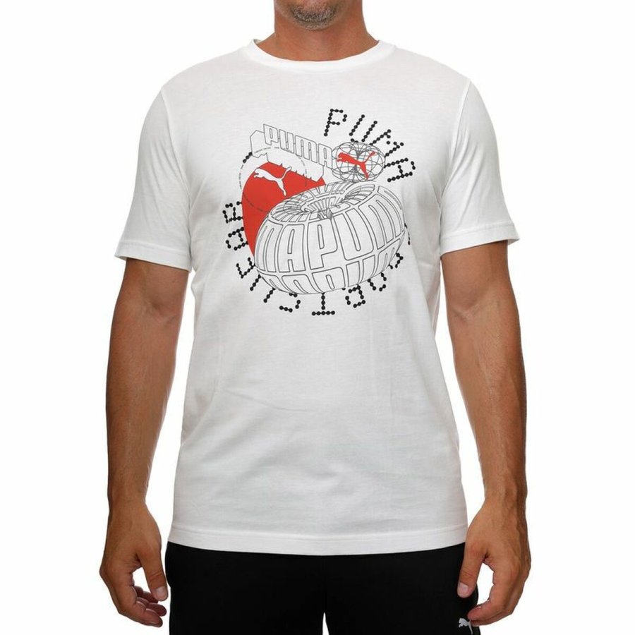 Kort�rmet T-shirt til M�nd Puma Grpahics Execution Hvid #1