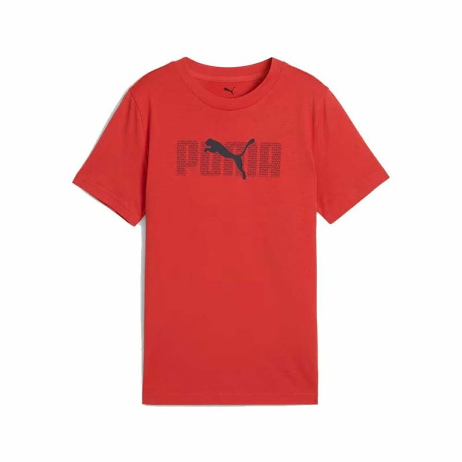 B�rne Kort�rmet T-shirt Puma Essentials Logo Lab B R�d #1