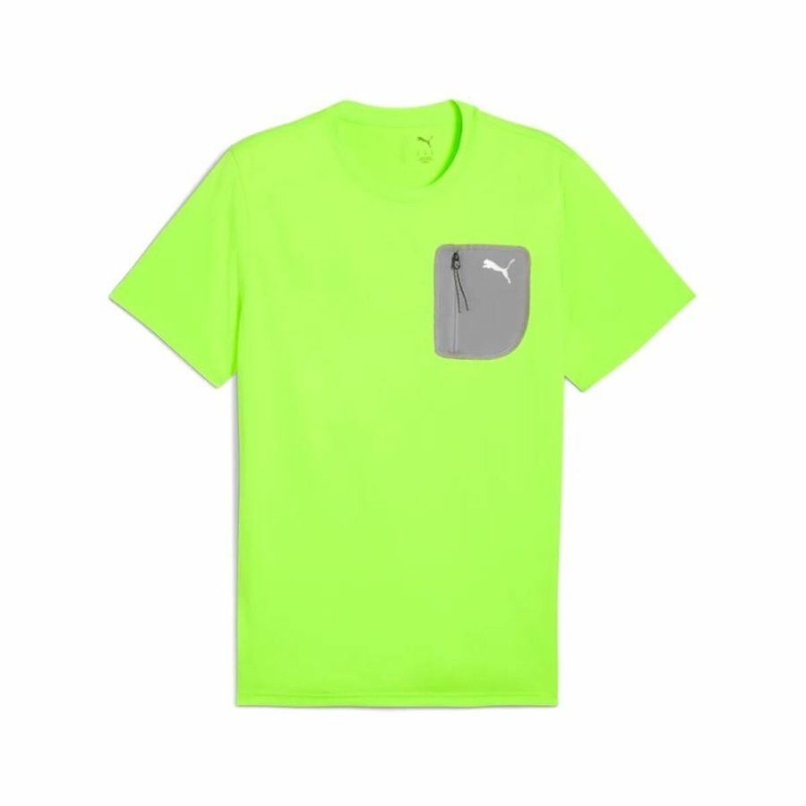 Kort�rmet T-shirt til M�nd Puma M Flex Pocket Tee Gr�n Limegr�n #1