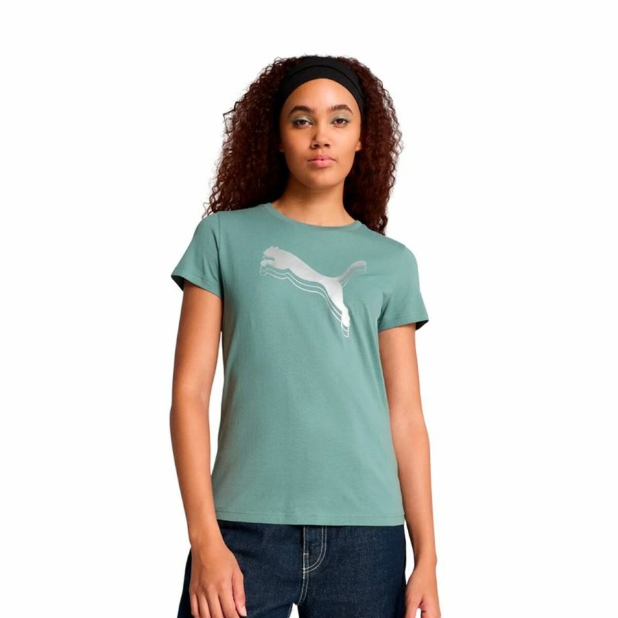 Kort�rmet T-shirt til Kvinder Puma Essentials MetallicGreen Moonetalli #3