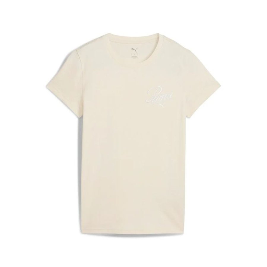 Kort�rmet T-shirt til Kvinder Puma Essentials Script Beige #1