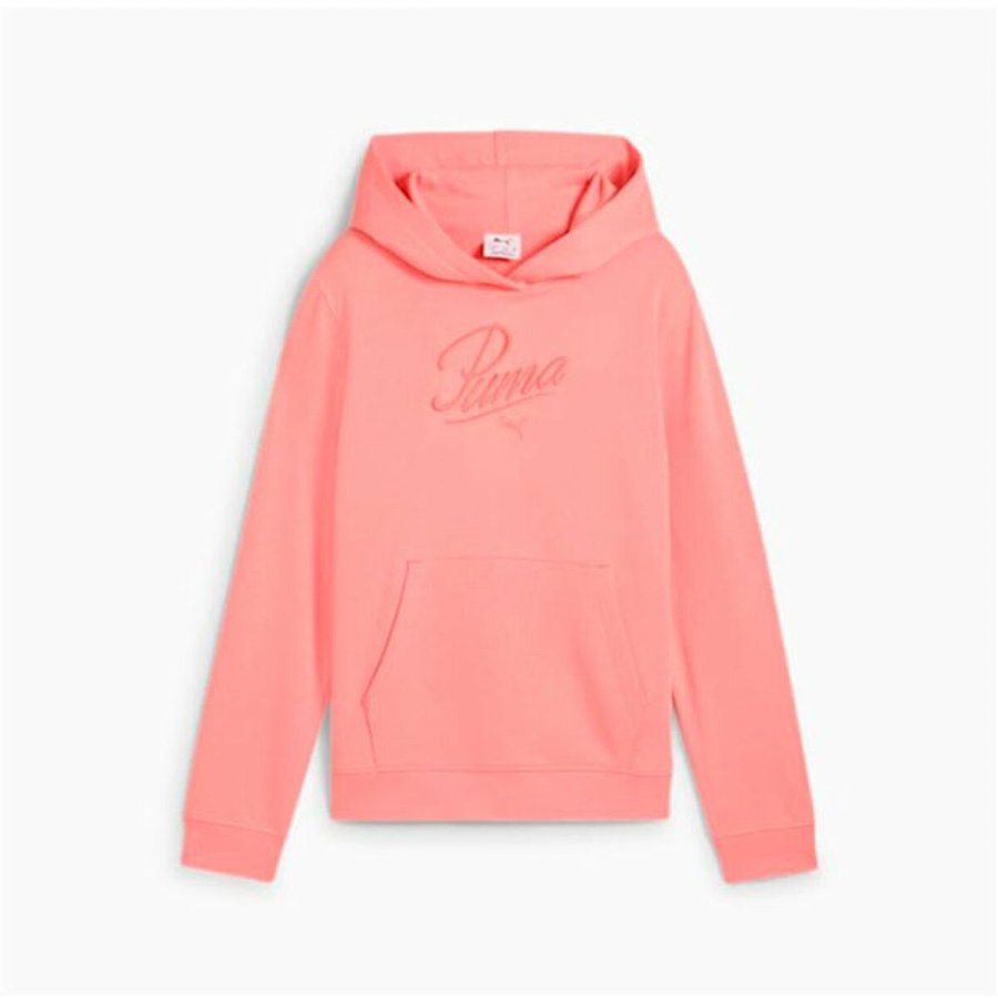 Sweatshirt med htte til piger Puma Puma Essentials Script Pink Koral #2
