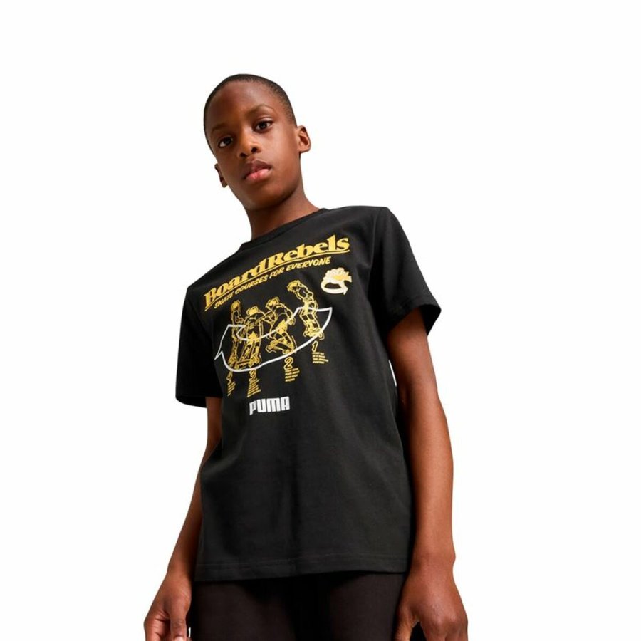 B�rne Kort�rmet T-shirt Puma Graphic Tee Sort #3