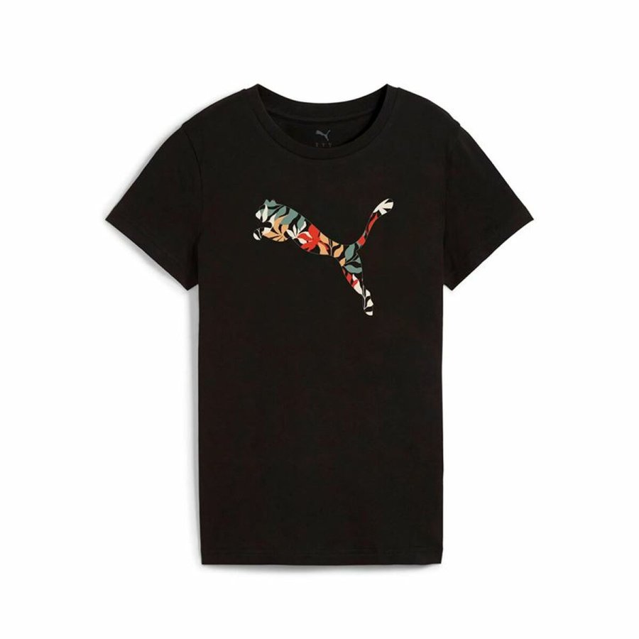 Kort�rmet T-shirt til Kvinder Puma Graphics Floral Cat Sort #1