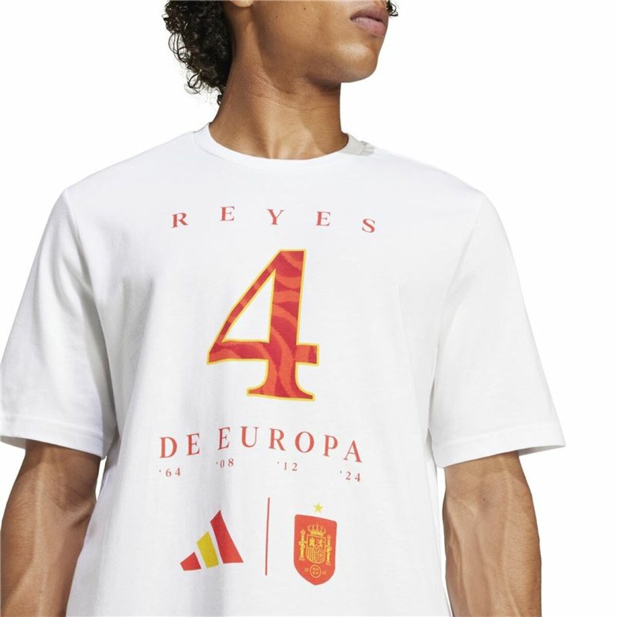 Kortrmet T-shirt til Mnd Adidas Espaa Campeones de Europa Hvid #3