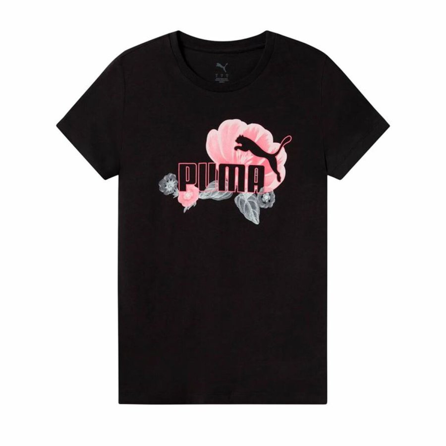 Kort�rmet T-shirt til Kvinder Puma Essentials+ Floreal Big Log Sort #1