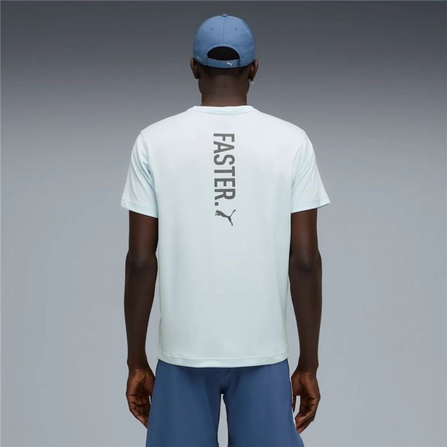 Kort�rmet T-shirt til M�nd Puma Graphics Running Fas Lysebl� #4