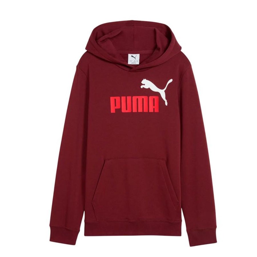 Sweatshirt med h�tte til piger Puma Essentials 2 Color No.1 Log R�dbrun M�rker�d #1