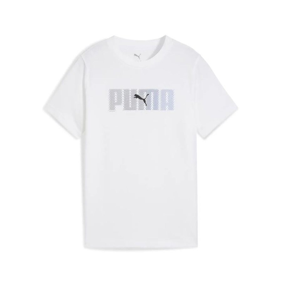 B�rne Kort�rmet T-shirt Puma Essentials Logo Lab B Hvid #1