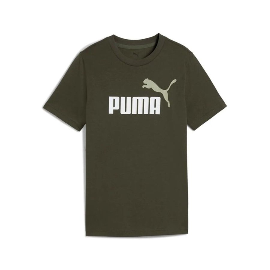 B�rne Kort�rmet T-shirt Puma Essentials 2 Color No.1 Log Oliven #1