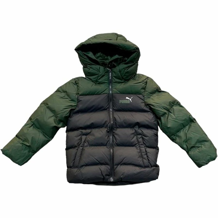 Sportsjakke til brn Puma Colourblock Poly Sort/Grn #2