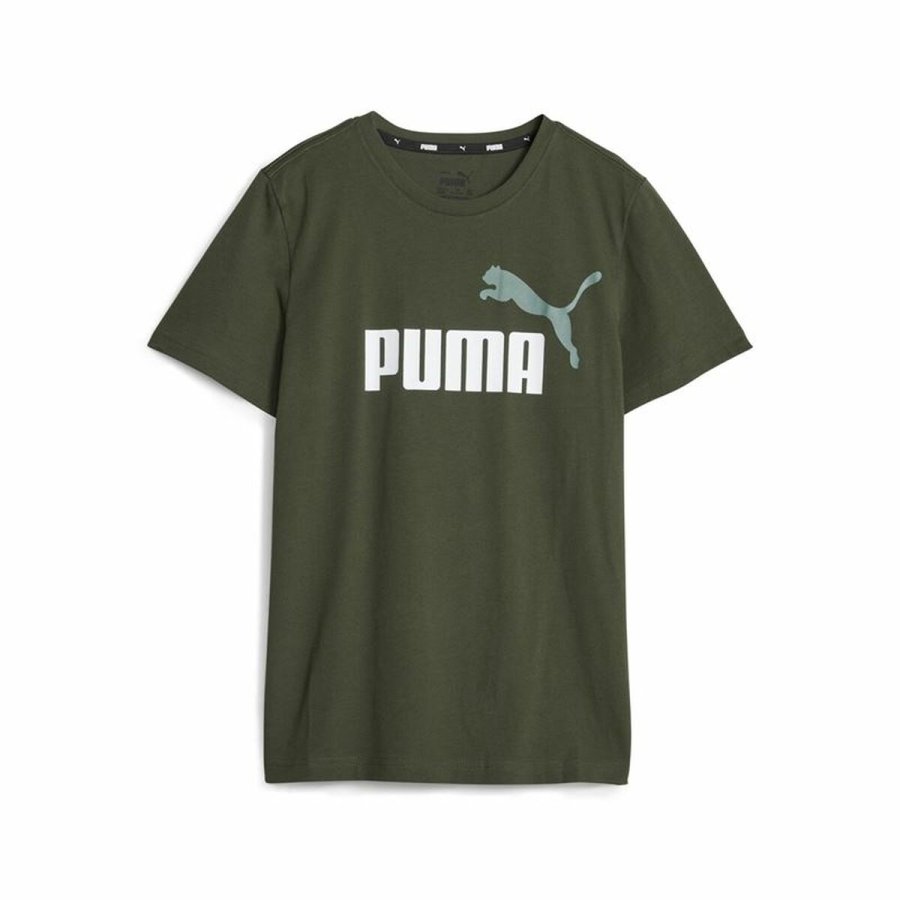 Brne Kortrmet T-shirt Puma Ess+ 2 Col Logo Mrk grn #1