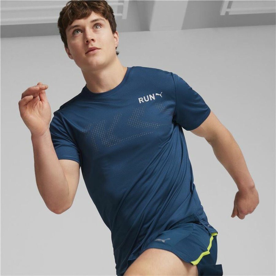 Kortrmet T-shirt til Mnd Puma  Run Favourite Mrkebl #3