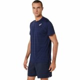 Kort�rmet T-shirt til M�nd Asics Court Marinebl� Tovtr�kning #3